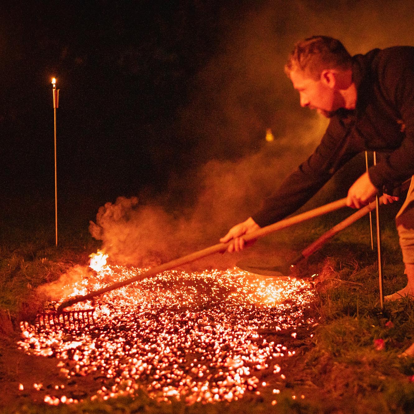 Preparing the coal bed to firewalk